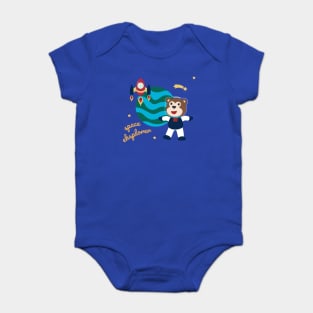 Space monkey or astronaut in a space suit with cartoon style Baby Bodysuit